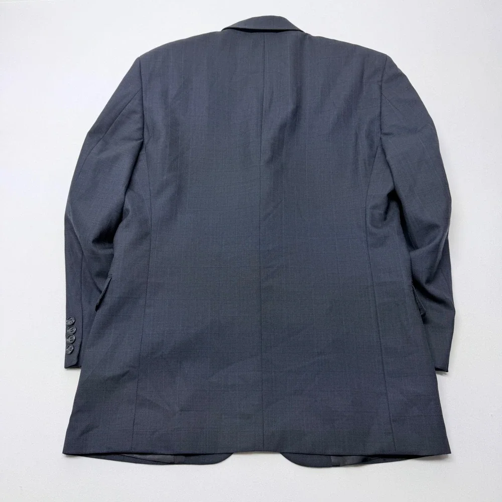 Paulo Solari Mens 42R Blue Windowpane 100% Wool Athletic Fit 3-Button Blazer
